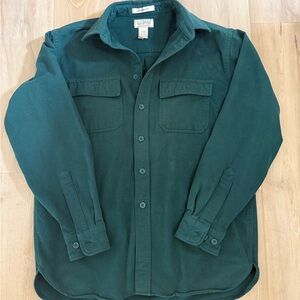 Vintage L.L. Bean Dark Green Button-Up Work Shirt Jacket